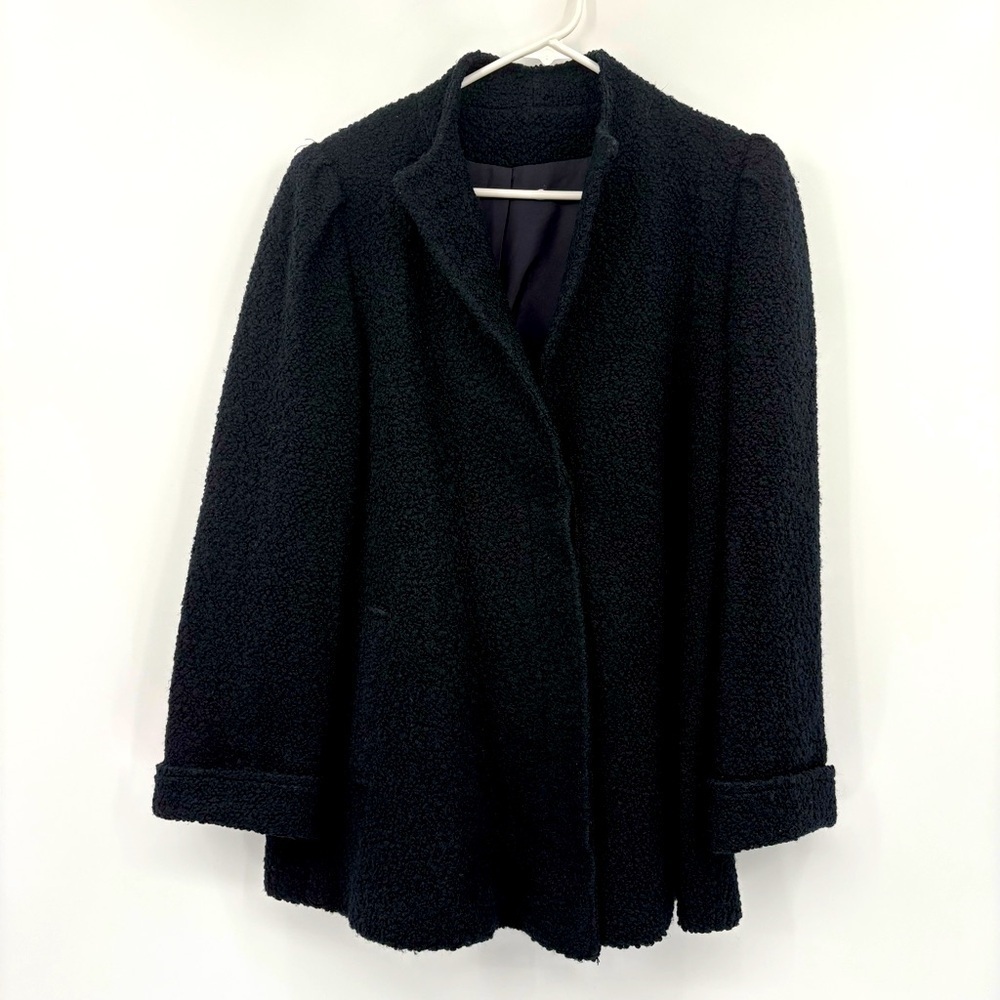 Gallery Vintage Wool Blazer Jacket Black Lined Button Up Size Large